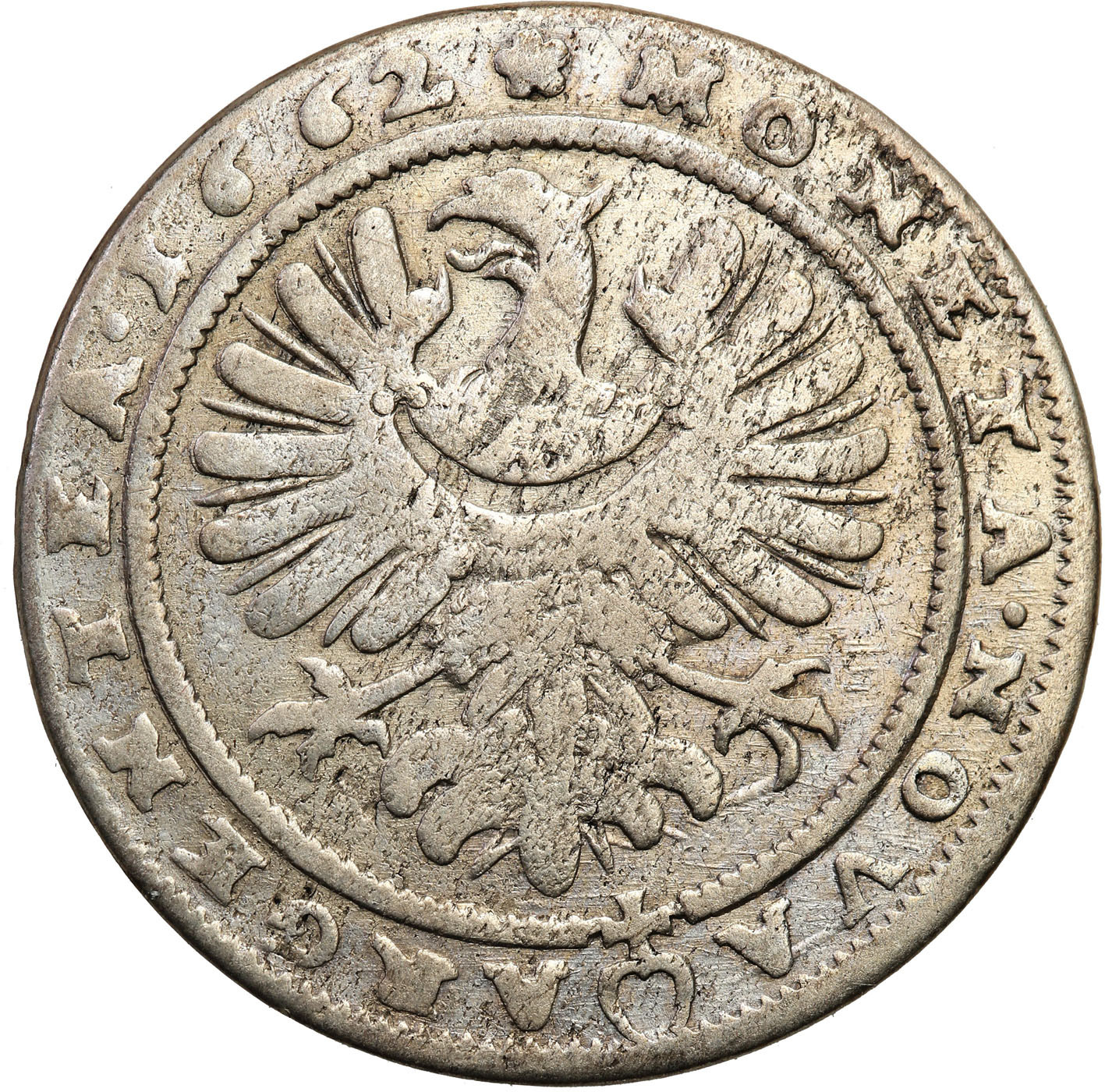 Śląsk, księstwo legnicko-brzesko-wołowskie. Krystian Wołowski. 15 krajcarów 1662, Brzeg – WOL